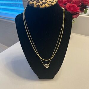 Kendra Scott filigree Heart Double Strand Necklace in Gold 454.